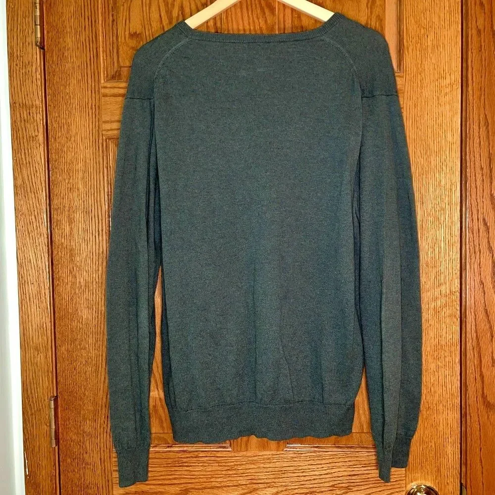J. Crew | Green Harbor Cotton-Wool Blend V-Neck Sweater | Large